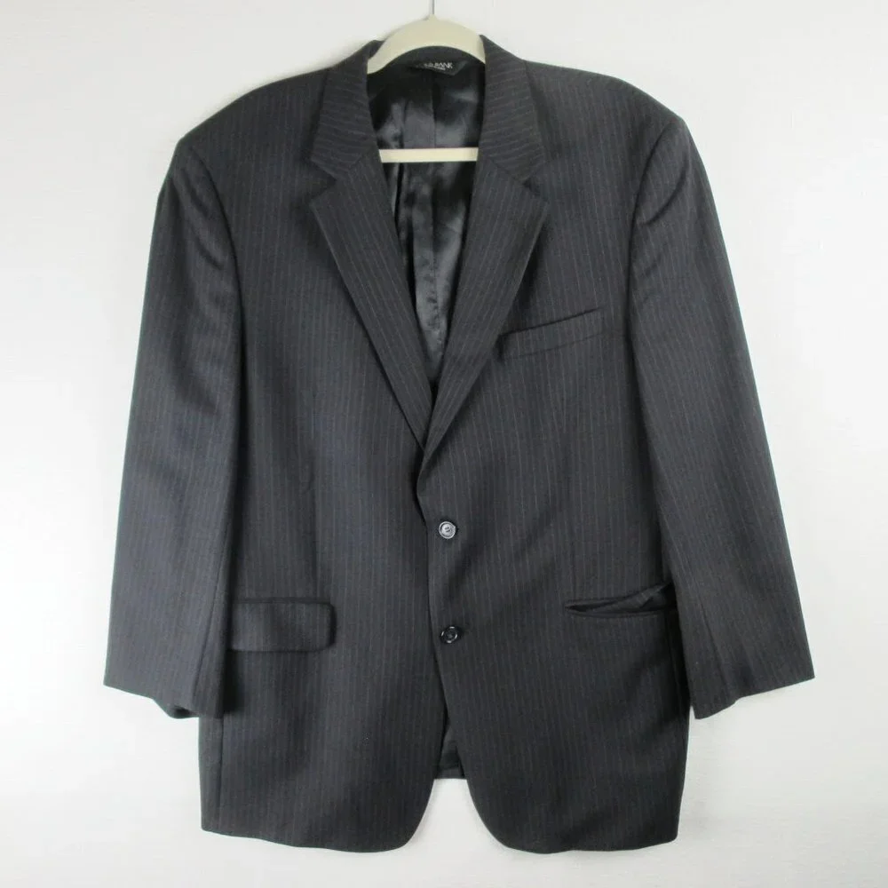 Jos. A. Bank Pinstripe Wool Suit Coat Size 44R Three Button